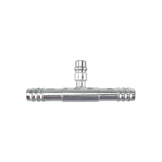 Фитинг RC-U07018 врезной с заправочным портом R134а, под обжим, сталь, 3/4, G12, №12, #12 (16мм), 180° без стаканов.